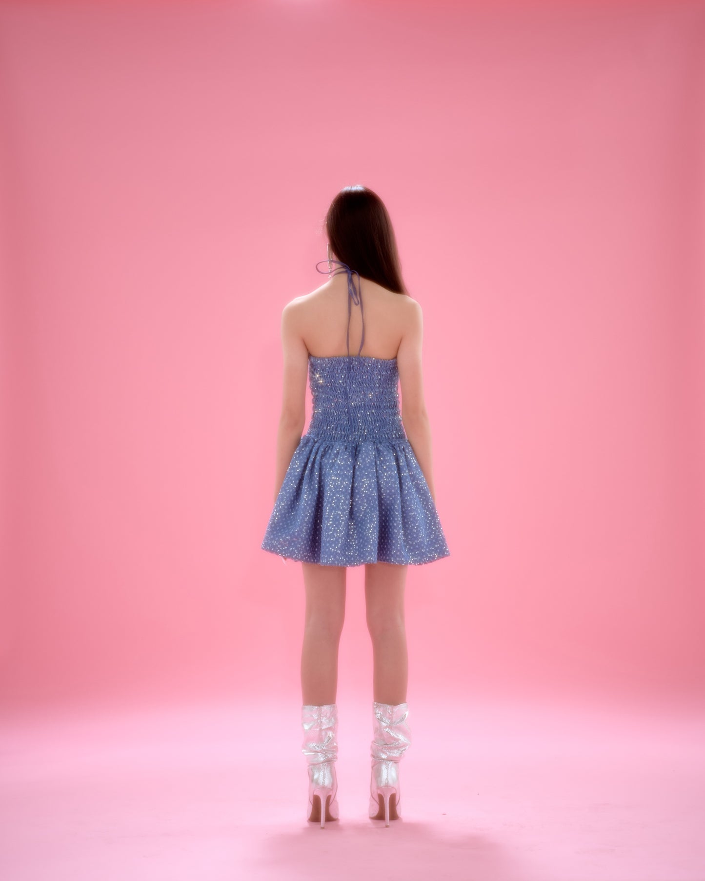 Bubblegum Dreams Light Glitter Denim Dress